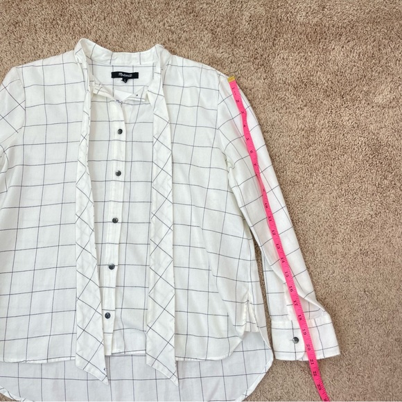 Madewell Flannel Tie-Neck Button Down Shirt in Windowpane K0191 Size Small New - Picture 13 of 16